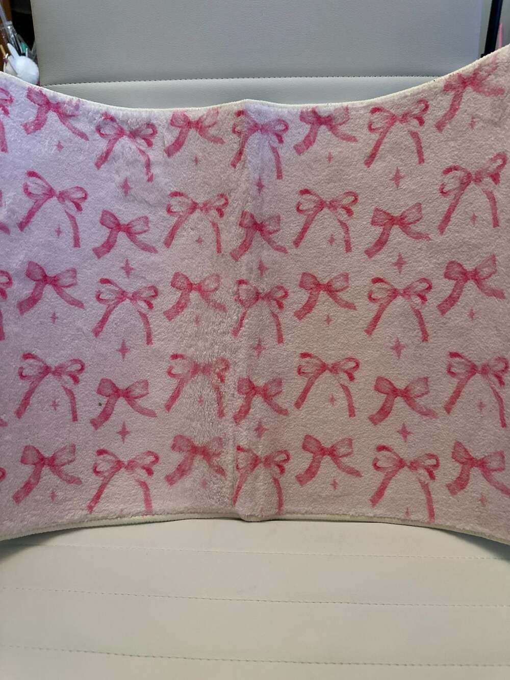 Pink Bow and Star Pattern Soft Plush Area Rug